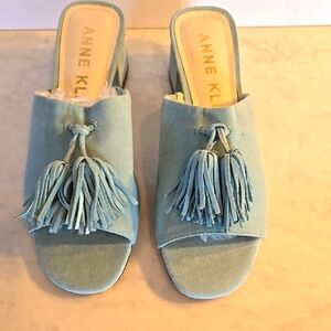 Anne Klein Blue Mules with Stylish Tassel and Soft Texture